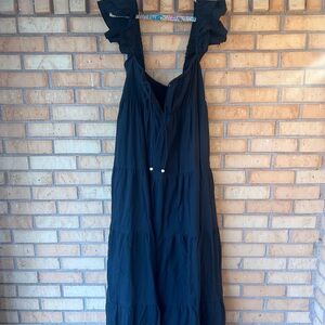 Ruffled ELF Black Gauzy Maxi Dress XXXL